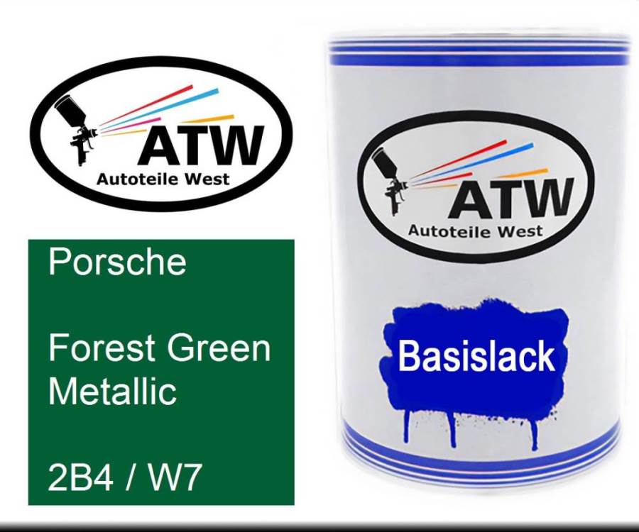 Porsche, Forest Green Metallic, 2B4 / W7: 500ml Lackdose, von ATW Autoteile West.